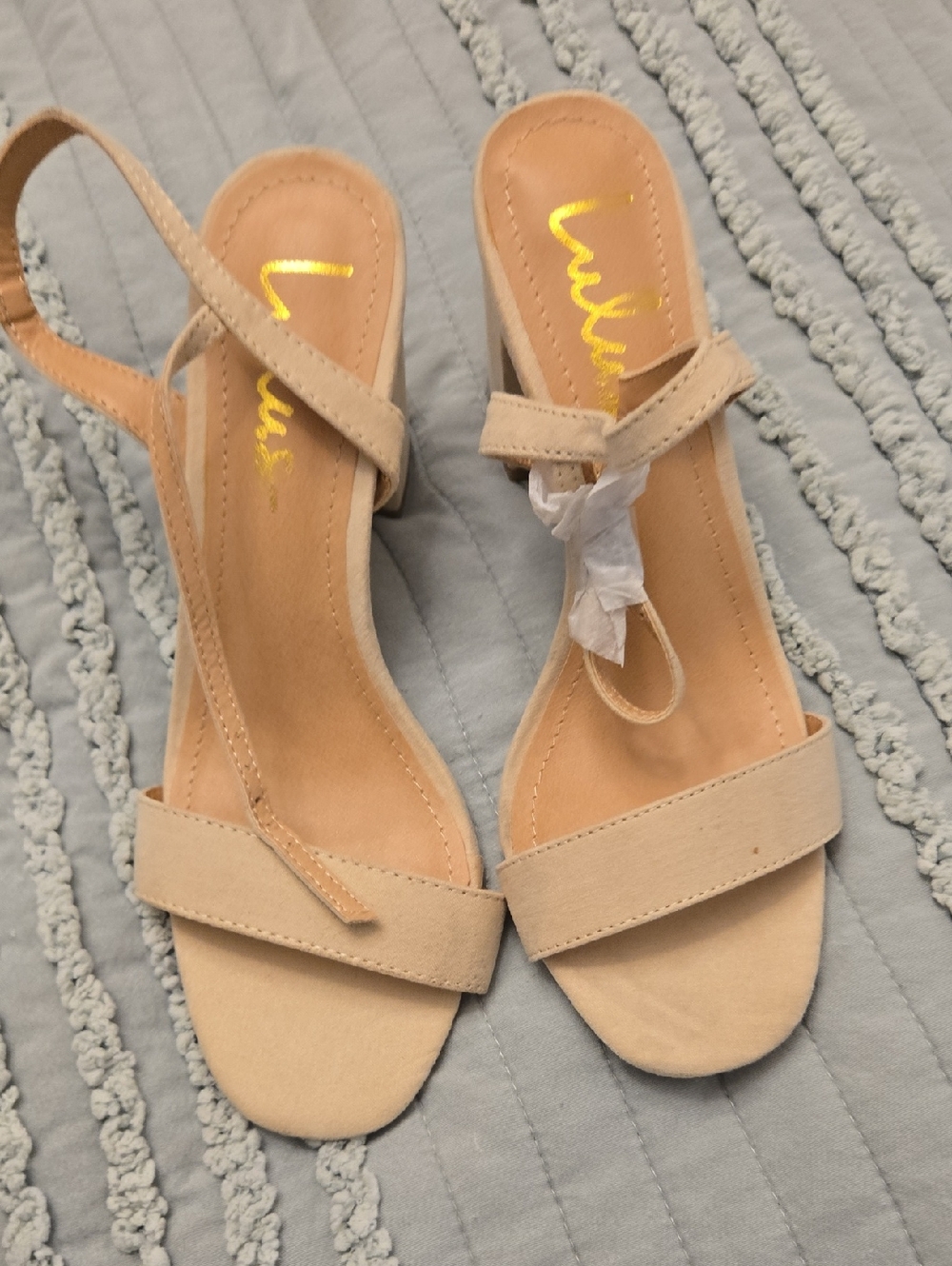 Lulu's Nude/Beige Suede Strap Sandals